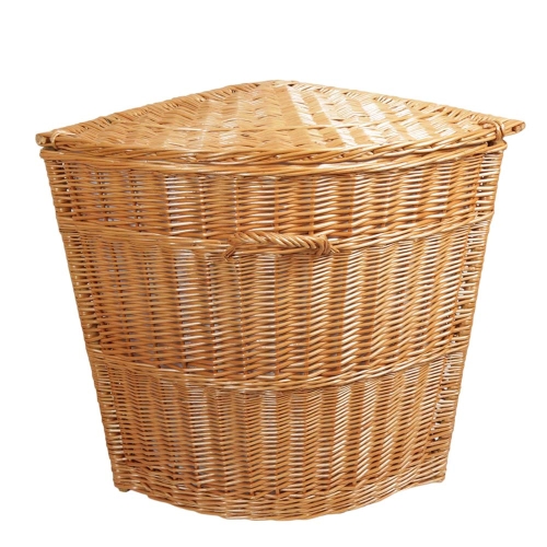 Eck Wäschekorb gefüttert, Korb für Wäsche aus gesottener Weide (50x50x65)