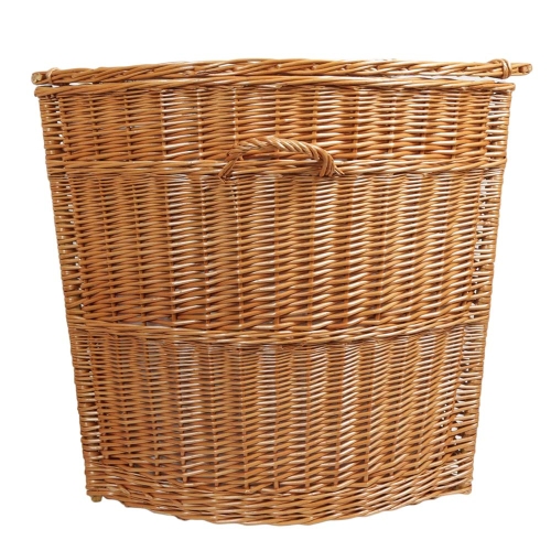 Eck Wäschekorb gefüttert, Korb für Wäsche aus gesottener Weide (50x50x65)