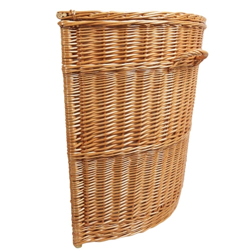 Eck Wäschekorb gefüttert, Korb für Wäsche aus gesottener Weide (50x50x65)