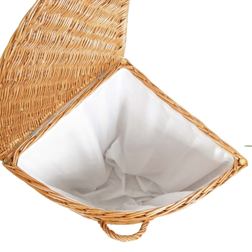 Eck Wäschekorb gefüttert, Korb für Wäsche aus gesottener Weide (50x50x65)