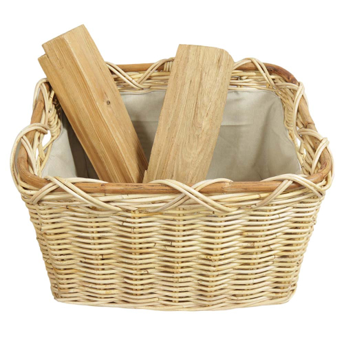 Holzkorb Korb Tragekorb aus Rohr gefüttert (57x48x35)