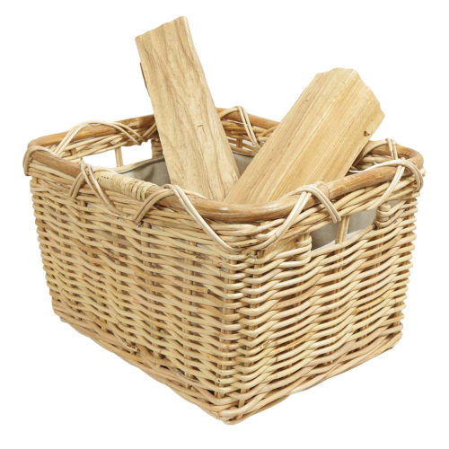 Holzkorb Korb Tragekorb aus Rohr gefüttert (47x39x30)