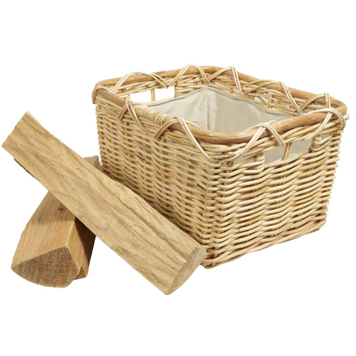 Holzkorb Korb Tragekorb aus Rohr gefüttert (47x39x30)