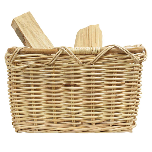 Holzkorb Korb Tragekorb aus Rohr gefüttert (47x39x30)
