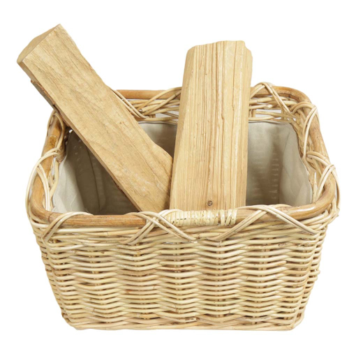 Holzkorb Korb Tragekorb aus Rohr gefüttert (47x39x30)
