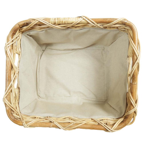 Holzkorb Korb Tragekorb aus Rohr gefüttert (47x39x30)