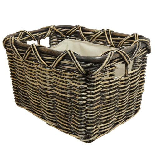 Holzkorb Korb Tragekorb aus Rohr gefüttert (46x40x30)