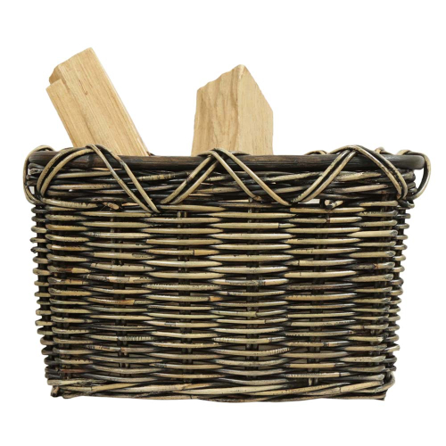 Holzkorb Korb Tragekorb aus Rohr gefüttert (46x40x30)