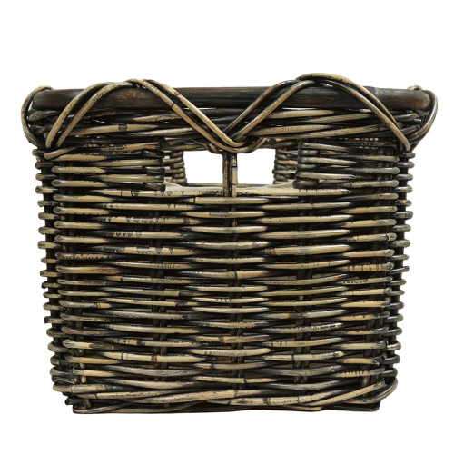 Holzkorb Korb Tragekorb aus Rohr gefüttert (46x40x30)
