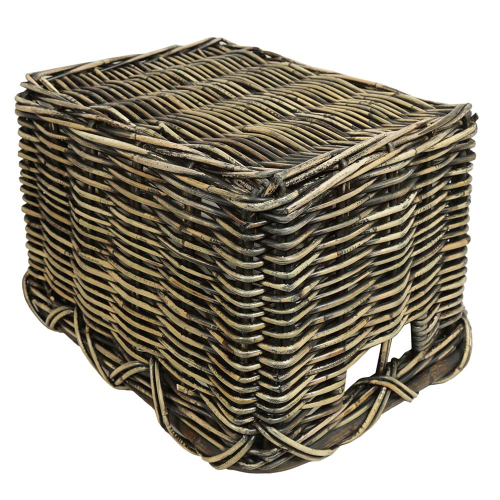 Holzkorb Korb Tragekorb aus Rohr gefüttert (46x40x30)