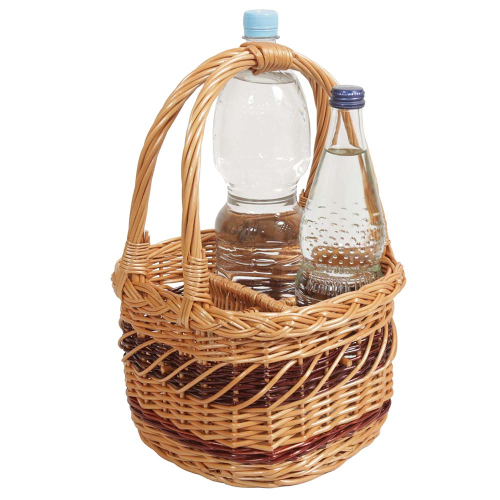 Flaschenkorb Korb für 4 Flaschen (1/2l), gesottene Weide (23x23x36)