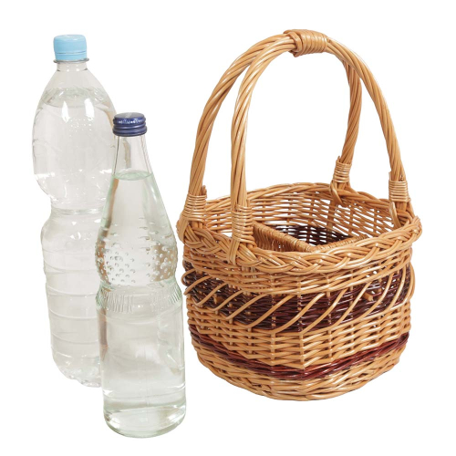 Flaschenkorb Korb für 4 Flaschen (1/2l), gesottene Weide (23x23x36)