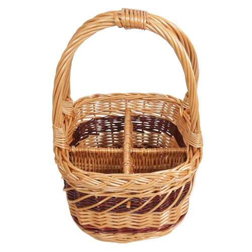 Flaschenkorb Korb für 4 Flaschen (1/2l), gesottene Weide (23x23x36)