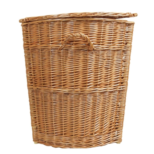 Eck Wäschekorb gefüttert, Korb für Wäsche aus gesottener Weide (34x34x52)