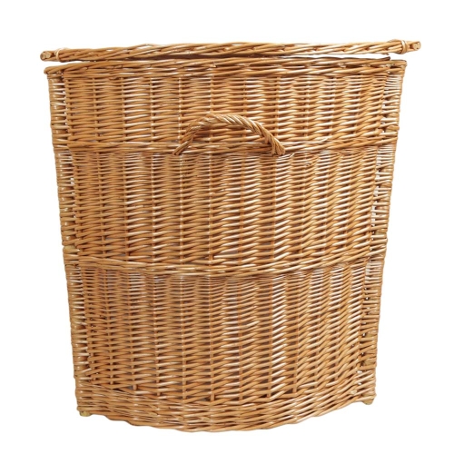 Eck Wäschekorb gefüttert, Korb für Wäsche aus gesottener Weide (34x34x52)