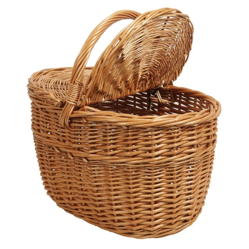 Einkaufskorb Handkorb Weide Korb mit Klappdeckel (42x29x25/42)