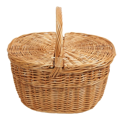 Einkaufskorb Handkorb Weide Korb mit Klappdeckel (42x29x25/42)