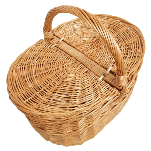 Einkaufskorb Handkorb Weide Korb mit Klappdeckel (42x29x25/42)