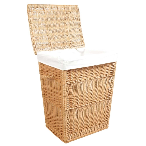 Wäschekorb gefüttert - Korb für Wäsche aus gesottener Weide (H: 55cm) - EINZELSTÜCK