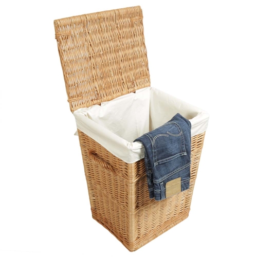 Wäschekorb gefüttert - Korb für Wäsche aus gesottener Weide (H: 55cm) - EINZELSTÜCK