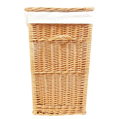 Wäschekorb gefüttert - Korb für Wäsche aus gesottener Weide (H: 55cm) - EINZELSTÜCK