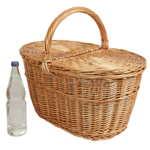 Einkaufskorb Handkorb Weide Korb groß mit Klappdeckel (57x40x30/48)