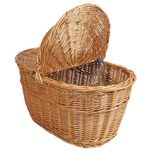 Einkaufskorb Handkorb Weide Korb groß mit Klappdeckel (57x40x30/48)