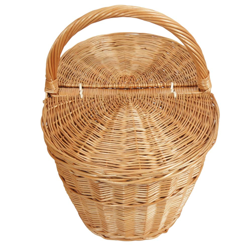 Einkaufskorb Handkorb Weide Korb groß mit Klappdeckel (57x40x30/48)