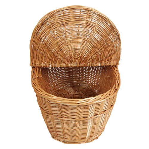 Einkaufskorb Handkorb Weide Korb groß mit Klappdeckel (57x40x30/48)