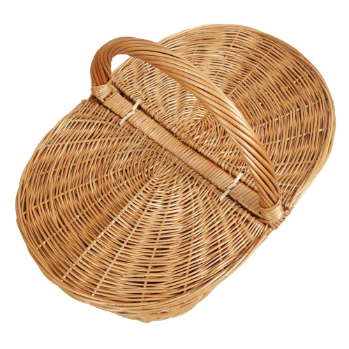 Einkaufskorb Handkorb Weide Korb groß mit Klappdeckel (57x40x30/48)
