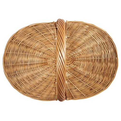 Einkaufskorb Handkorb Weide Korb groß mit Klappdeckel (57x40x30/48)