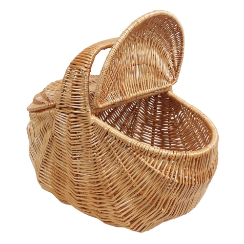 Einkaufskorb,groß, Trachtenkorb Handkorb Weide Korb mit Klappdeckel (50x32x27/41)