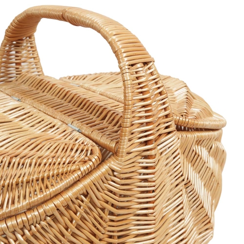 Einkaufskorb,groß, Trachtenkorb Handkorb Weide Korb mit Klappdeckel (50x32x27/41)