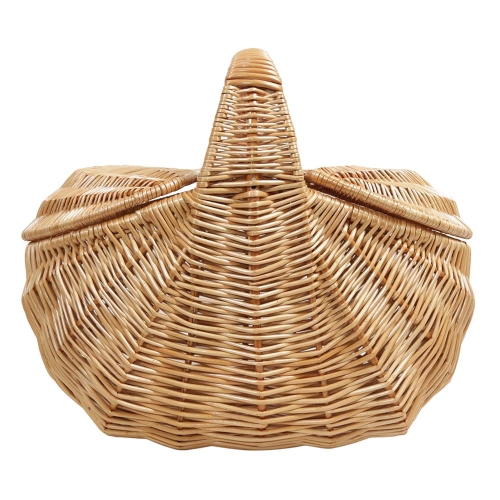 Einkaufskorb,groß, Trachtenkorb Handkorb Weide Korb mit Klappdeckel (50x32x27/41)