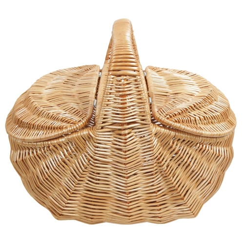 Einkaufskorb,groß, Trachtenkorb Handkorb Weide Korb mit Klappdeckel (50x32x27/41)