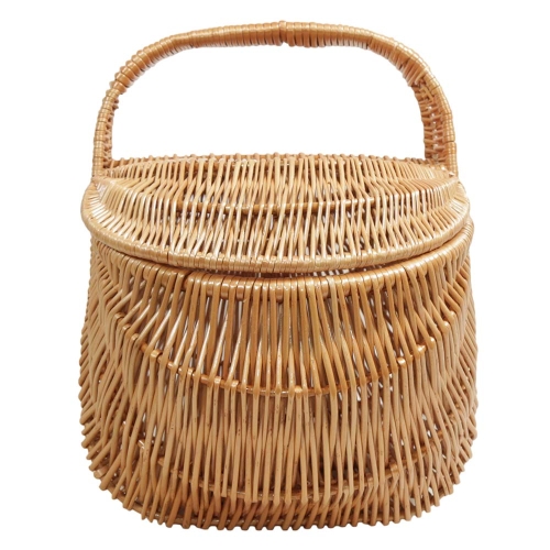 Einkaufskorb,groß, Trachtenkorb Handkorb Weide Korb mit Klappdeckel (50x32x27/41)