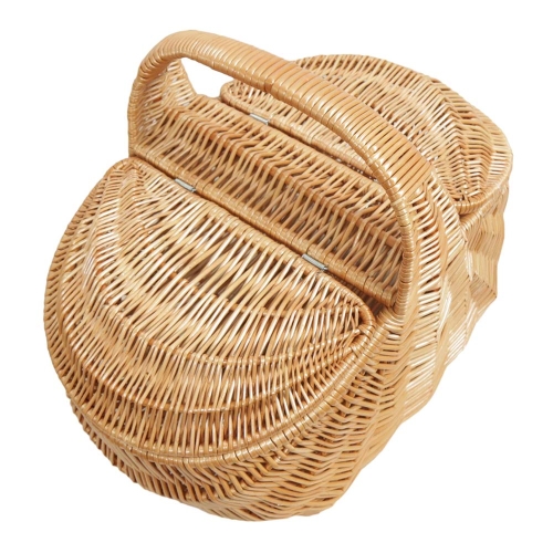 Einkaufskorb,groß, Trachtenkorb Handkorb Weide Korb mit Klappdeckel (50x32x27/41)