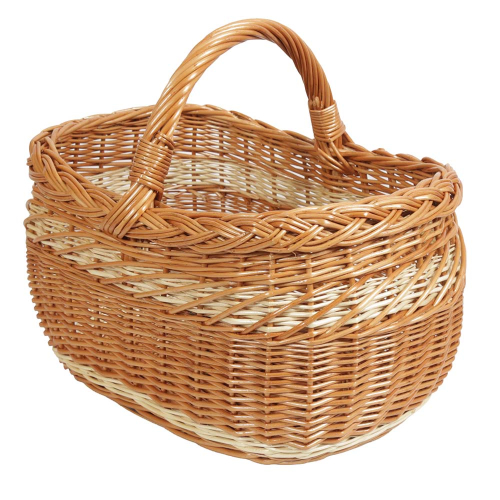 Einkaufskorb, Handkorb, handgeflochtener Weidekorb - nachhaltig und vielseitig (42x31x24/37)