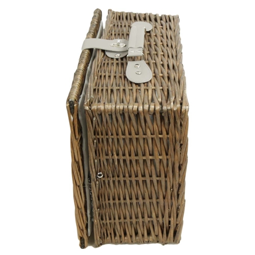Picknickkorb für 4 Personen, Picknickkoffer aus Weide mit Deckel (43x33x20)