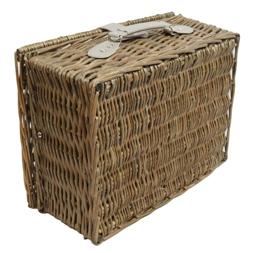 Picknickkorb für 4 Personen, Picknickkoffer aus Weide mit Deckel (43x33x20)
