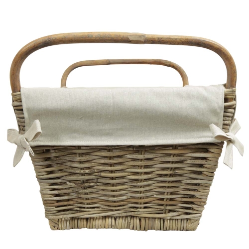 Holzkorb, Kaminkorb, Tragekorb, Korb aus Rohr gefüttert (59x41x30/40)