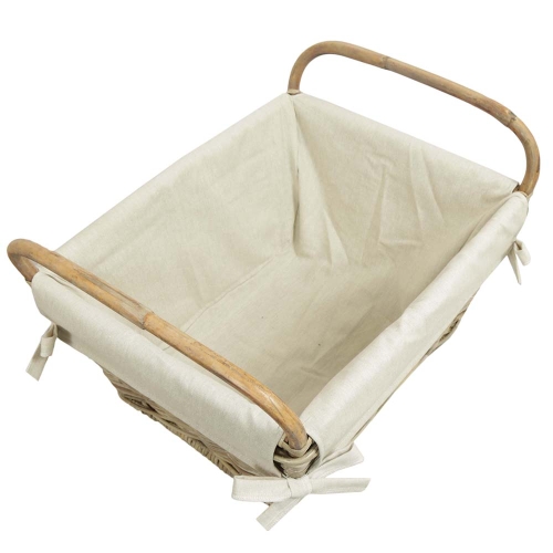 Holzkorb, Kaminkorb, Tragekorb, Korb aus Rohr gefüttert (59x41x30/40)