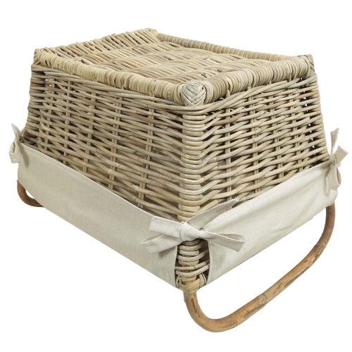 Holzkorb, Kaminkorb, Tragekorb, Korb aus Rohr gefüttert (59x41x30/40)