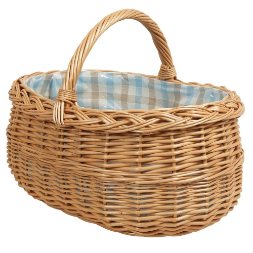 Einkaufskorb Handkorb Weide Korb gefüttert (49x33x24/36) Einkaufskorb Handkorb Weide Korb gefüttert (49x33x24/36)