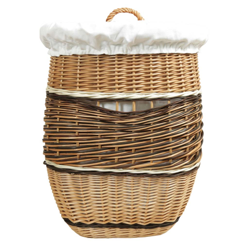 Wäschekorb gefüttert - Korb für Wäsche aus gesottener Weide (42x42x52)