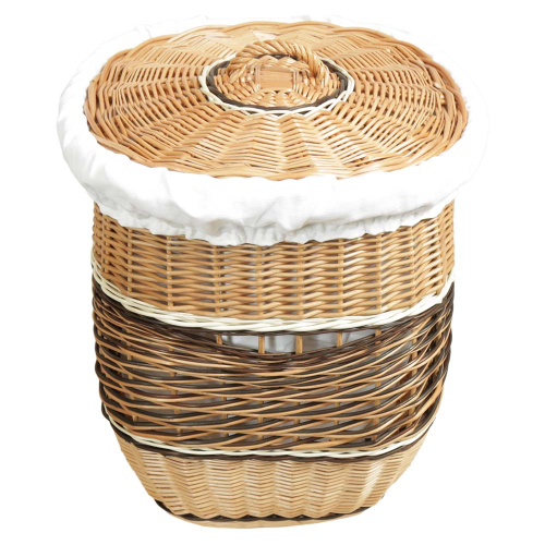 Wäschekorb gefüttert - Korb für Wäsche aus gesottener Weide (42x42x52)