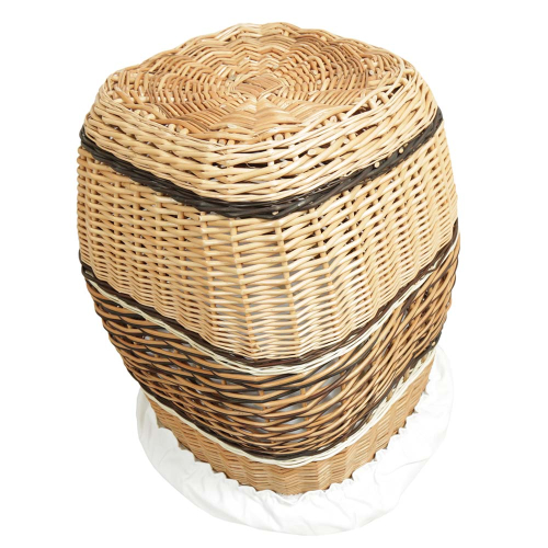 Wäschekorb gefüttert - Korb für Wäsche aus gesottener Weide (42x42x52)