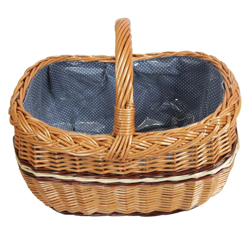 Einkaufskorb Handkorb Weide Korb gefüttert (42x32x22/38)