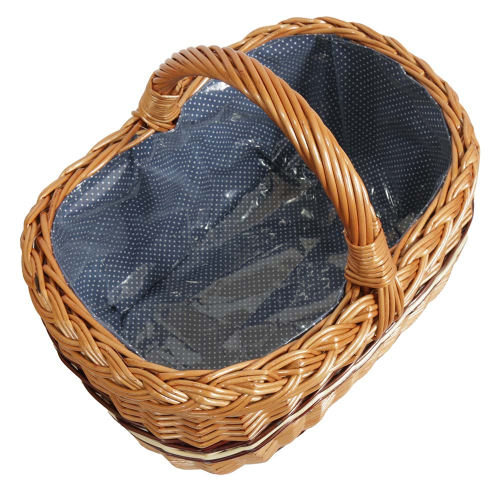 Einkaufskorb Handkorb Weide Korb gefüttert (42x32x22/38)