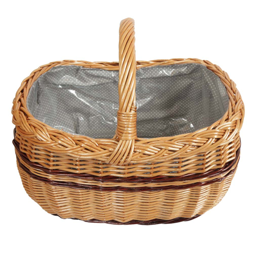Einkaufskorb Handkorb Weide Korb gefüttert (42x32x22/36)